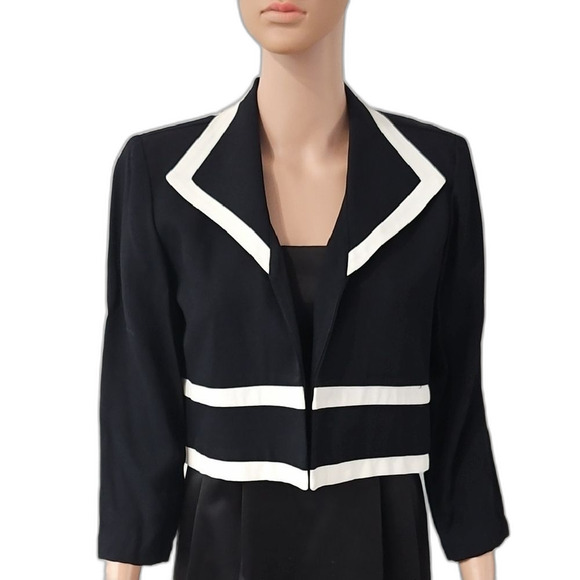 John Roberts Black and White Blazer with Nautical Stripes - Picture 2 of 11